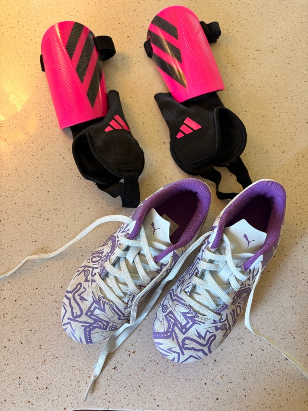 adidas White and Purple Graphic Soccer Cleats